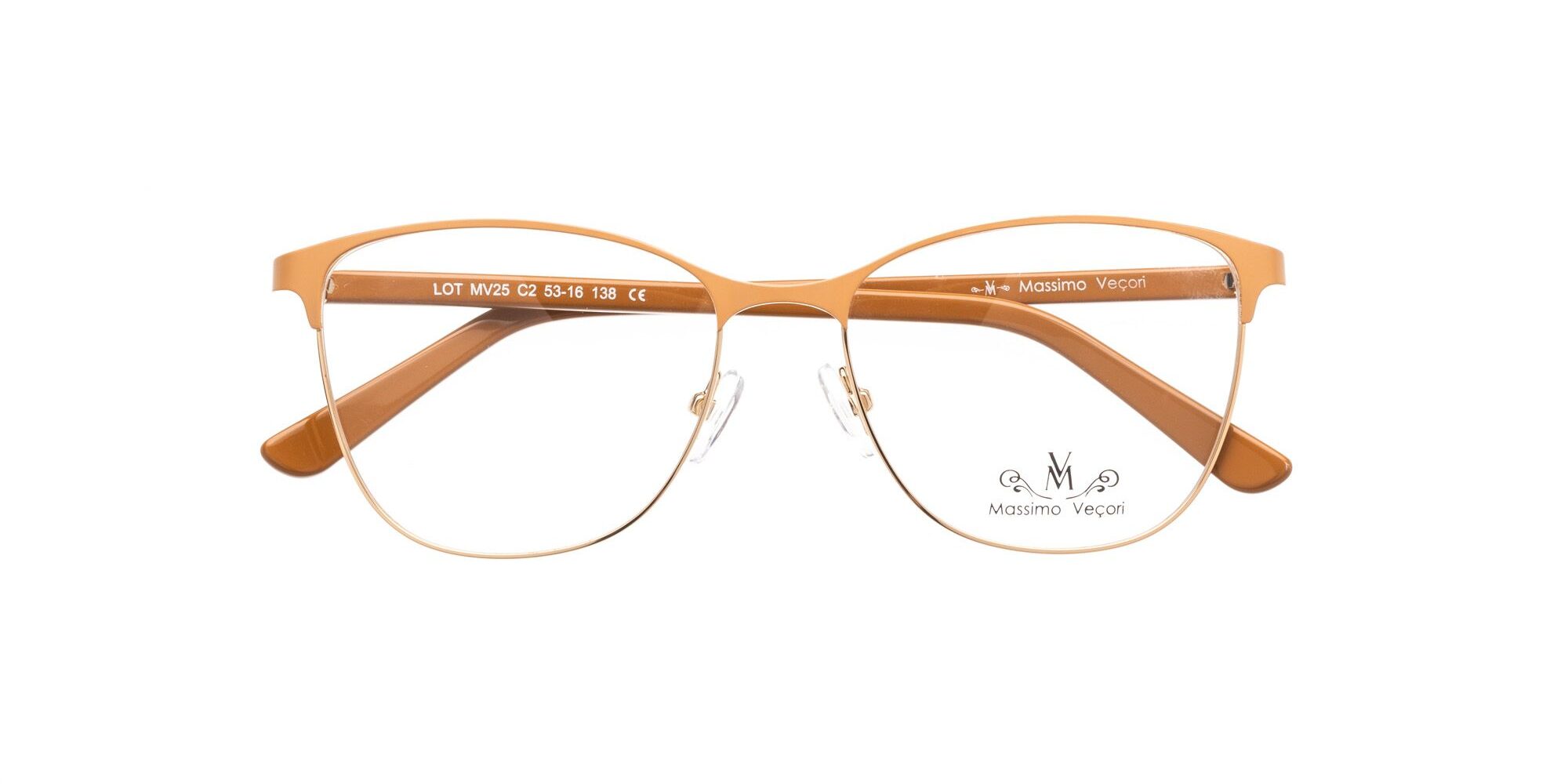 Montura Massimo Veçori MV25 Marrón claro y dorado